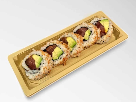 SPICY BIG TUNA ROLL: Grand rouleau de sushi au thon épicé, intense et savoureux.